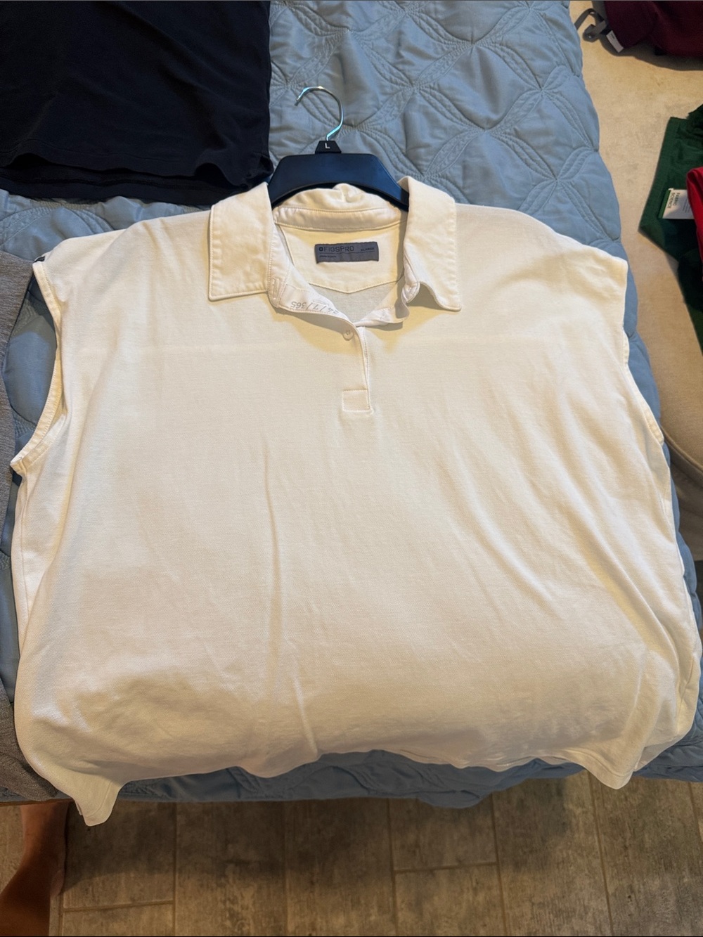 FigsPRO Classic White Sleeveless Polo Top